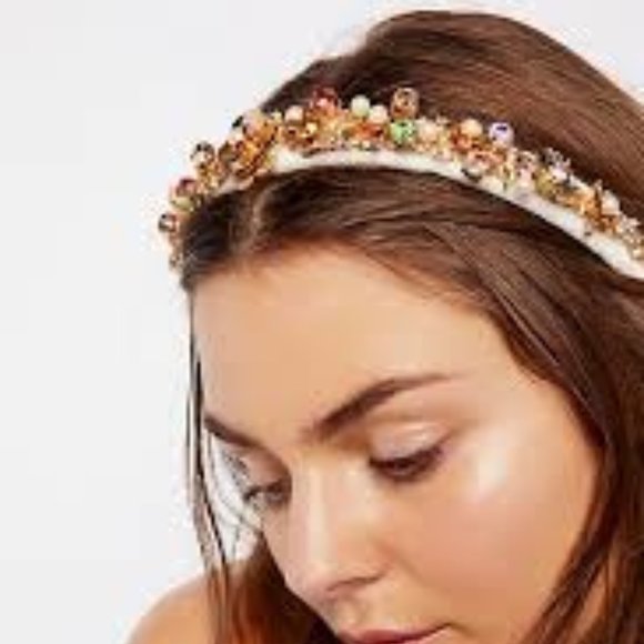 Free People Accessories New Jeweled Velvet Headband Free People X